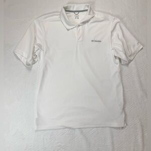 Columbia Men's Medium Polo Shirt Omni-Shade Moisture Wicking White Golf Fishing
